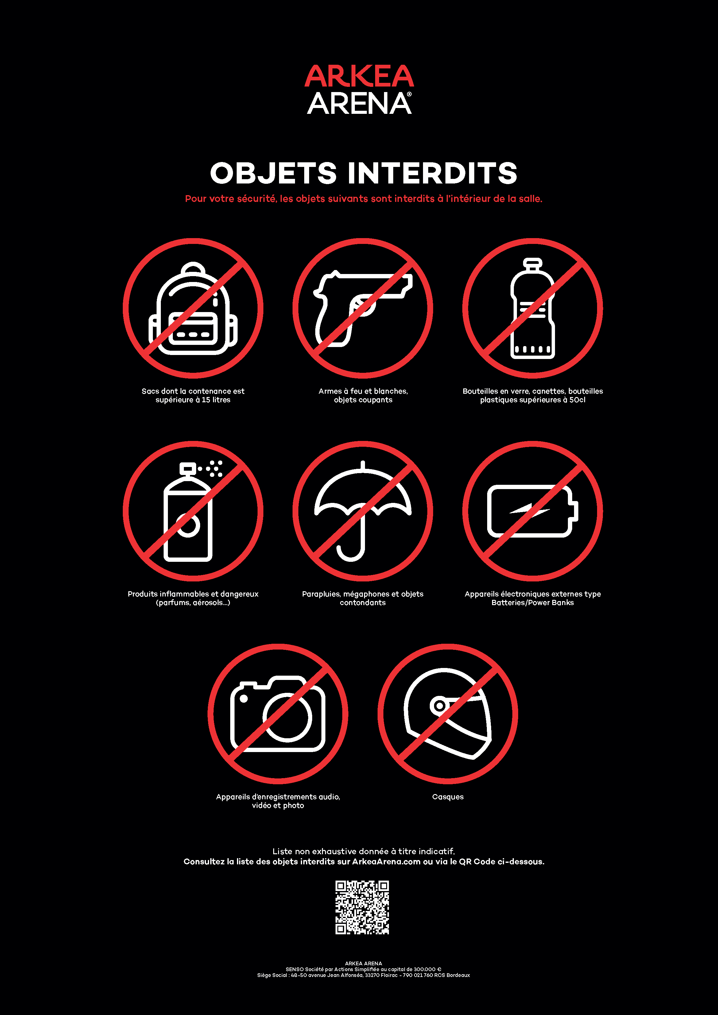 Arkéa Arena - Objets Interdits